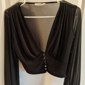 Sheer long sleeve crop top